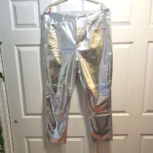 GAP Hi Rise Vintage Slim Silver Metallic Pants